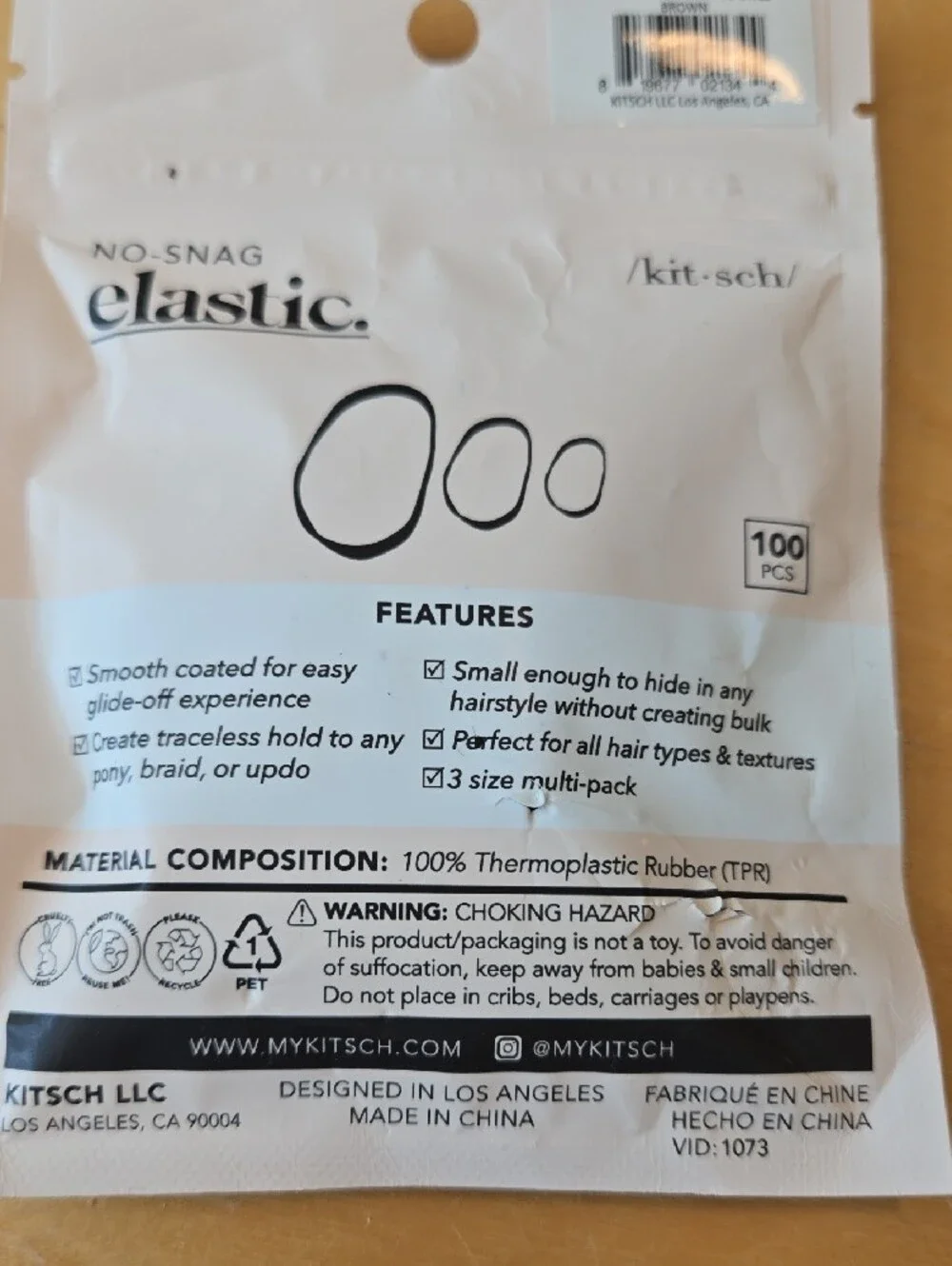 Kitsch No-Snag Elastic Hair Ties in Black (100 pcs)